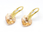 Gold plated 925 silver earrings with Swarovski crystals Hearts 10mm Golden Shadow