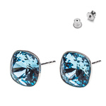 Silver 925 Earrings with Swarovski Square 10mm Aquamarine Crystals