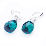 Silver 925 earrings with Swarovski crystals Almond 22mm Emerald AB