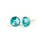 925 Silver Earrings with Swarovski Rivoli 8mm Light Turquoise Crystals