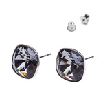 925 Silver Earrings with Swarovski Square 10mm Silver Night Crystals