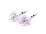 925 Silver Earrings with Swarovski Crystals Hearts 14mm Rosaline