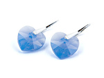 925 Silver Earrings with Swarovski Crystals Hearts 14mm Air Blue Opal