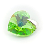 925 silver pendant with Swarovski crystals Heart 14mm Peridot AB