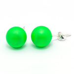 925 Silver Earrings with Swarovski Elements 10mm Neon Green Pearls