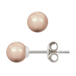 Kolczyki srebrne 925 z perłami Swarovski 6mm Rose Gold