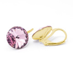 Earrings gilded 925 silver with Swarovski Rivoli 12mm Light Amethyst crystals