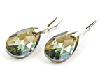 Silver 925 Earrings with Swarovski Crystals Almond 22mm Bronze Shade