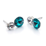 925 Silver Earrings with Swarovski Rivoli 6/8mm Crystal + Blue Zircon Crystals