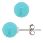 Kolczyki srebrne 925 z perłami Swarovski 12mm Turquoise / Turkusowe Perły