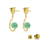 Silver 925 gold plated rose earrings with Swarovski 8mm Jade pearls