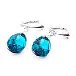 Silver 925 earrings with Swarovski crystals Almonds 22mm Blue Zircon CAL