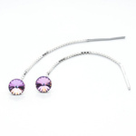 Silver 925 long earrings with kr. Swarovski Rivoli 6mm Vitrail Light