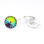 Silver 925 earrings with Swarovski Rivoli 12mm Vitrail Medium crystals