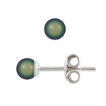 Kolczyki srebrne 925 z perłami Swarovski 3mm Scarabeus Green