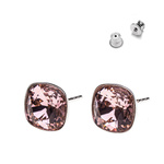 925 Silver Earrings with Swarovski Square 10mm Vintage Rose Crystals