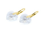 Gold plated sterling silver 925 earrings with Swarovski hearts 14mm Crystal