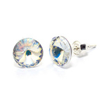 925 Silver Earrings with Swarovski Rivoli 8mm Crystal AB Crystals