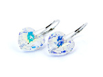 925 Silver Earrings with Swarovski Crystals Hearts 14mm Crystal AB
