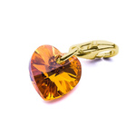 Charms pendant for bracelet silver 925 gold plated with Swarovski crystals Heart 10mm Topaz AB