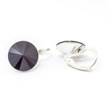 Silver 925 earrings with Swarovski Rivoli 12mm Jet crystals