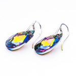 Silver 925 earrings with Swarovski crystals Almond 22mm Vitrail Medium