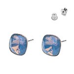 Silver 925 Earrings with Swarovski Square 10mm Air Blu Opal Crystals
