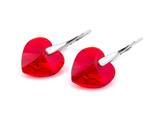 925 Silver Earrings with Swarovski Crystals Hearts 14mm Light Siam
