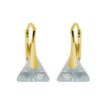 Sterling silver 925 gold plated Swarovski Triangle 12mm Blue Shade earrings