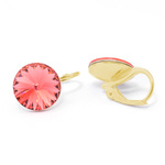 Gold plated 925 silver earrings with Swarovski Rivoli 12mm Rose Peach crystals