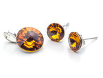 925 silver set of earrings + pendant with Swarovski Rivoli 8/12mm Topaz crystals