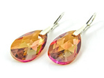 Silver 925 Earrings with Swarovski Crystals Almond 22mm Copper