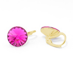 Gold plated 925 silver earrings with Swarovski Rivoli 12mm Fuchsia crystals
