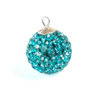 Pendant 925 silver DiscoBall Shamballa Ball 12mm Light Turquoise