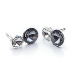 Sterling Silver 925 Earrings with Swarovski Crystals Rivoli 6/8mm Crystal + Silver Night