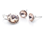 925 silver set of earrings + pendant with Swarovski Rivoli 8/12mm Silk crystals
