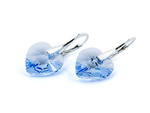 Silver 925 Earrings with Swarovski Crystals Hearts 14mm Light Sapphire