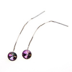 Silver Long Earrings with Swarovski Rivoli 8mm Vitrail Light Crystals