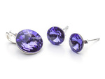 925 silver set of earrings + pendant with Swarovski Rivoli 8/12mm Tanzanite crystals