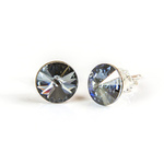 925 Silver Earrings with Swarovski Rivoli 8mm Silver Night Crystals