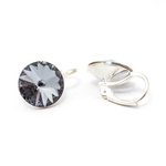 Silver 925 earrings with Swarovski Rivoli 12mm Silver Night crystals
