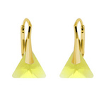 Sterling silver 925 gold plated Swarovski Triangle 12mm Light Topaz earrings