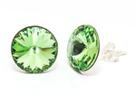 Silver 925 Earrings with Swarovski Rivoli 12mm Peridot Crystals