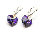 Silver 925 Earrings with Swarovski Crystals Hearts 10mm Heliotrope