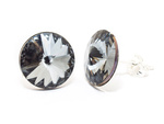 Silver 925 Earrings with Swarovski Rivoli 12mm Silver Night Crystals