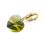 Charms pendant for bracelet silver 925 gold plated with Swarovski crystals Heart 10mm Olivine