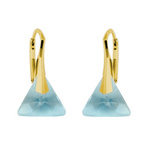 Sterling silver 925 gold plated Swarovski Triangle 12mm Aquamarine earrings