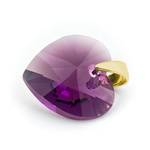Sterling silver 925 gold plated pendant with Swarovski crystals Heart 14mm Amethyst AB