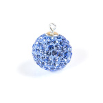 Pendant 925 silver DiscoBall Shamballa Ball 10mm Light Sapphire