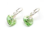 Silver 925 Earrings with Swarovski Crystals Hearts 10mm Peridot